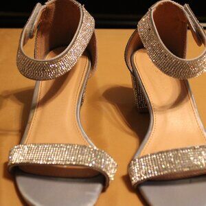 Sparkly Rhinestone Shoes with Chunky Heel and Ankle Strap
